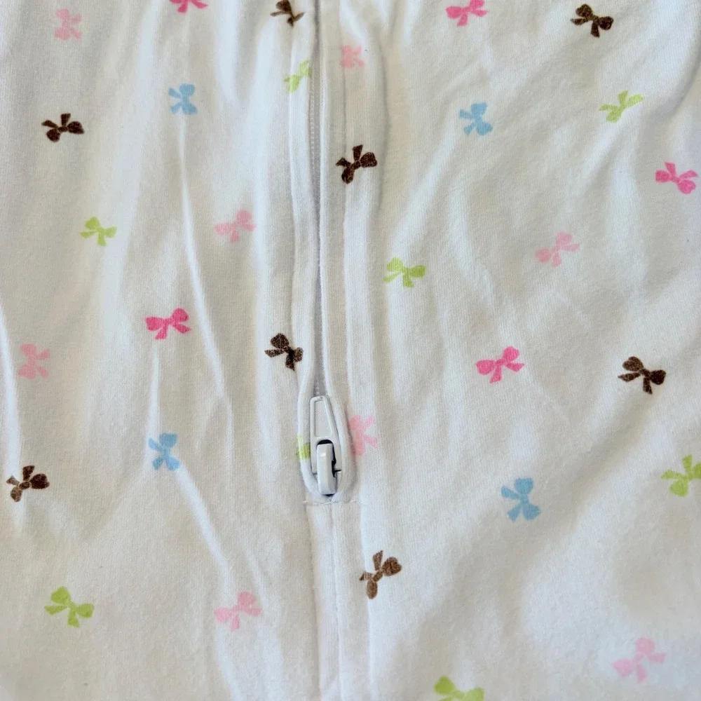 SwaddleMe Newborn Pod 2 Pack Pink and White Bows Zip Up Swaddle Pods Set